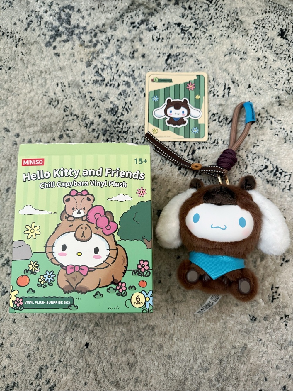 Miniso hello kitty and friends chill capybara vinyl plush pendant cinnamoroll